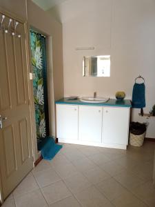 a bathroom with a sink and a mirror at La Maison de Val in Calodyne