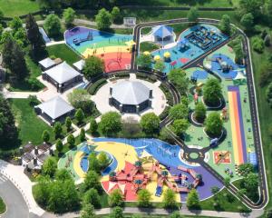 an overhead view of a water park at Minutes to DC! Pet is ok! 2BR Retreat Free Parking & BBQ in Arlington