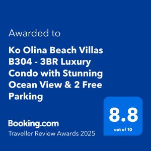 Certifikát, hodnocení, plakát nebo jiný dokument vystavený v ubytování Ko Olina Beach Villas B304 - 3BR Luxury Condo with Stunning Ocean View & 2 Free Parking