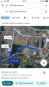 a screenshot of a cell phone with a map at Pousada Caravela in Penha