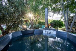 a swimming pool in a yard with trees at Klein Nektar Wine & Olive Estate in Montagu
