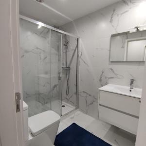 a bathroom with a shower and a toilet and a sink at Lima Zen - Guest House in Ponte de Lima +35 photos