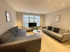 a living room with a couch and a tv at Luxury Apartments in Westminster in London