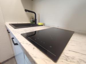 巴特拉珀瑙My-Skypalace Bad Rappenau的带水槽和台面的厨房 更多14张照片