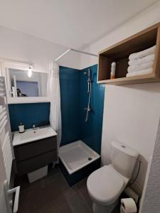 ナルボンヌにあるstudio proche Narbonne centreのトイレと洗面台のある小さなバスルーム