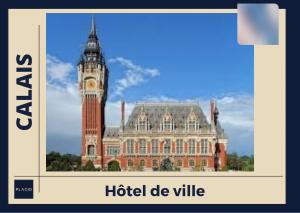 a picture of a building with a clock tower at Vacances à la mer - studio in Calais
