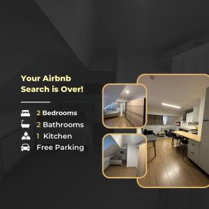 un collage de photos d'une cuisine et d'un salon dans l'établissement Elegance & Comfort Brand New Apartment near to Atomium, à Bruxelles