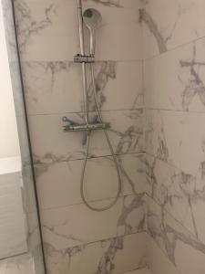a shower with a shower head in a bathroom at les nuits du paradis in Nuits-Saint-Georges +37 photos