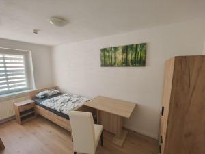 Ένα ή περισσότερα κρεβάτια σε δωμάτιο στο Schönes Apartment für Reisende und Berufstätige