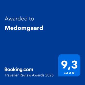 Certifikát, hodnocení, plakát nebo jiný dokument vystavený v ubytování Medomgaard