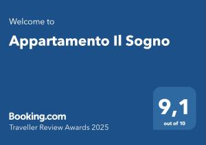 Certifikát, ocenenie alebo iný dokument vystavený v ubytovaní Appartamento Il Sogno