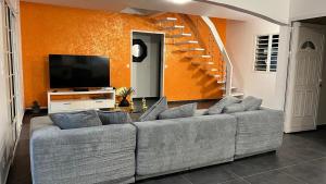 TV a/nebo společenská místnost v ubytování Secret River - Spacieuse villa de 4 chambres, 3 salle de bain, Piscine, spa avec plus de 400 ml de Rivière privée
