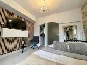 Μια τηλεόραση ή/και κέντρο ψυχαγωγίας στο Villa AMore Radini Istrian antique stone house Studio with private parking and terrace