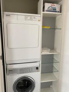 a washer and dryer in a small refrigerator at Holiday home Zwanesteijn in Heerde