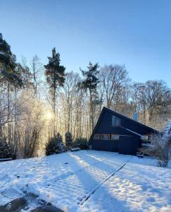 a house sitting on top of a snow covered yard at Naturzauber in Sonnenbühl
