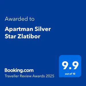 Certifikát, hodnocení, plakát nebo jiný dokument vystavený v ubytování Silver Star Zlatibor