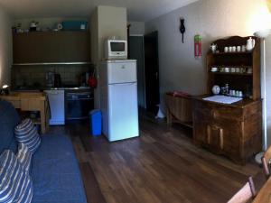 Η κουζίνα ή μικρή κουζίνα στο Studio cabine idéalement situé au pied des pistes de Corrençon - FR-1-515-91
