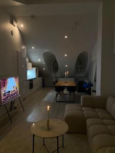 TV a/nebo společenská místnost v ubytování Elegant Penthouse Loft - Center + 11 fotografií