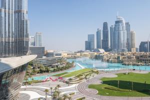 Nespecifikovaný výhled na destinaci Dubaj nebo výhled na město při pohledu z apartmánu