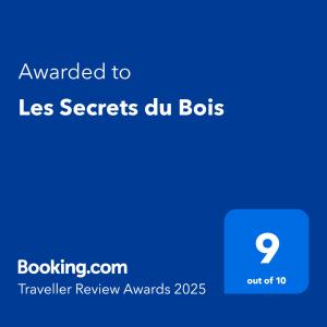 Certifikát, hodnocení, plakát nebo jiný dokument vystavený v ubytování Les Secrets du Bois