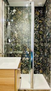 ein Badezimmer mit Dusche und Waschbecken in der Unterkunft T2 neuf centre ville la tour du pin-Clim-parking-gare in La Tour-du-Pin