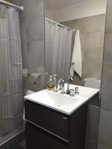 a bathroom with a sink and a shower at Departamento Maipú Ruta del vino in Maipú