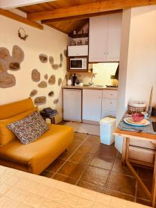 a living room with a couch and a kitchen at Serra da Freita Concept House in Parameira +3 photos
