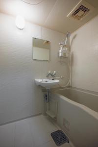 a bathroom with a sink and a bath tub at Coda House in Aoichō