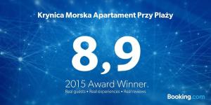 Certifikát, ocenenie alebo iný dokument vystavený v ubytovaní Krynica Morska Apartament Przy Plaży