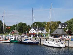 a group of boats docked in a marina at Hotel Hiddensee Hitthim in Kloster