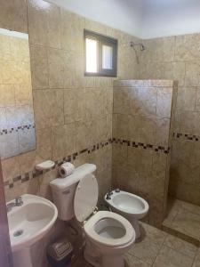 フェデラシオンにあるApart hotel la soñadaのトイレと洗面台付きのバスルーム