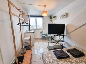 Televízia a/alebo spoločenská miestnosť v ubytovaní EXIGEHOME-Studio au coeur de Versailles