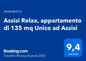 Certifikát, ocenenie alebo iný dokument vystavený v ubytovaní AssisiRelax Vista Mozzafiato e Comfort, Prenota Ora!