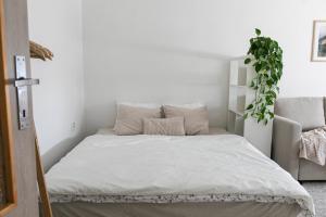 Ένα ή περισσότερα κρεβάτια σε δωμάτιο στο Cozy 1 bedroom apartment with a free parking spot