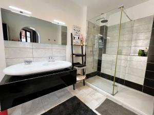 a bathroom with a sink and a shower at Appartement Marceau in Mers-les-Bains +51 photos
