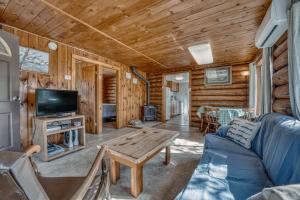 un soggiorno con un divano e una TV di Edgewater Resort a Iron Mountain