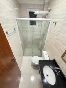 Koupelna v ubytování Pé Na Areia Praia do Maracanã II