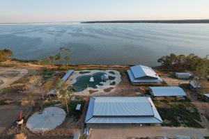 an aerial view of a large body of water at Lagoon Ranch RV Resort in Onalaska