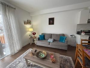 a living room with a couch and a table at Brand New 2 story unit in Richmond Hill +37 photos