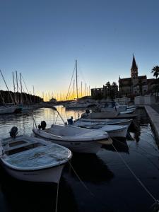 a group of boats are docked in a harbor at Apartment Milna Dante in Milna