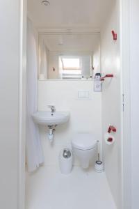 Un baño blanco con lavabo e inodoro. en Résidence de l'Alliance, en Niza
