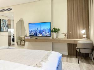 Breathtaking view studio – Address Dubai Marina客房内的一张或多张床位
