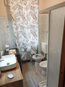 a bathroom with a sink and a toilet and a shower at La Casetta di Alex in Ventimiglia +14 photos