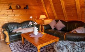 Χώρος καθιστικού στο Finnhütte in Freest mit Sauna und umzäunten Grundstück
