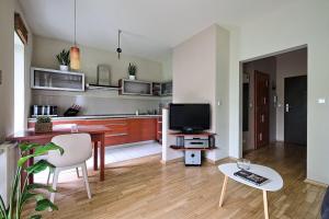 Televízia a/alebo spoločenská miestnosť v ubytovaní Urban Nest - WAW Chopin Airport Wyględowska 10