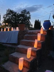 a set of stairs with lights on them at Finca CanFirella Portocolom in Felanitx