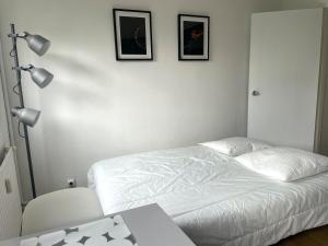 Un pat sau paturi într-o cameră la ღ Zamen Proche Commodités, Berges & Wifi