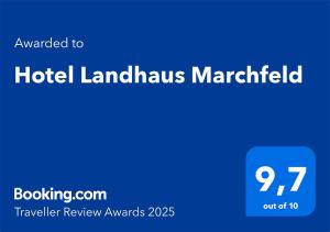 Certifikát, ocenenie alebo iný dokument vystavený v ubytovaní Hotel Landhaus Marchfeld