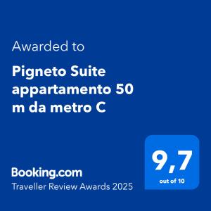 Certifikát, hodnocení, plakát nebo jiný dokument vystavený v ubytování Pigneto Suite appartamento 50 m da metro C
