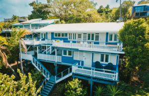 an aerial view of a blue house at SPECTACULAR Bay View Marea 1-1 in Culebra